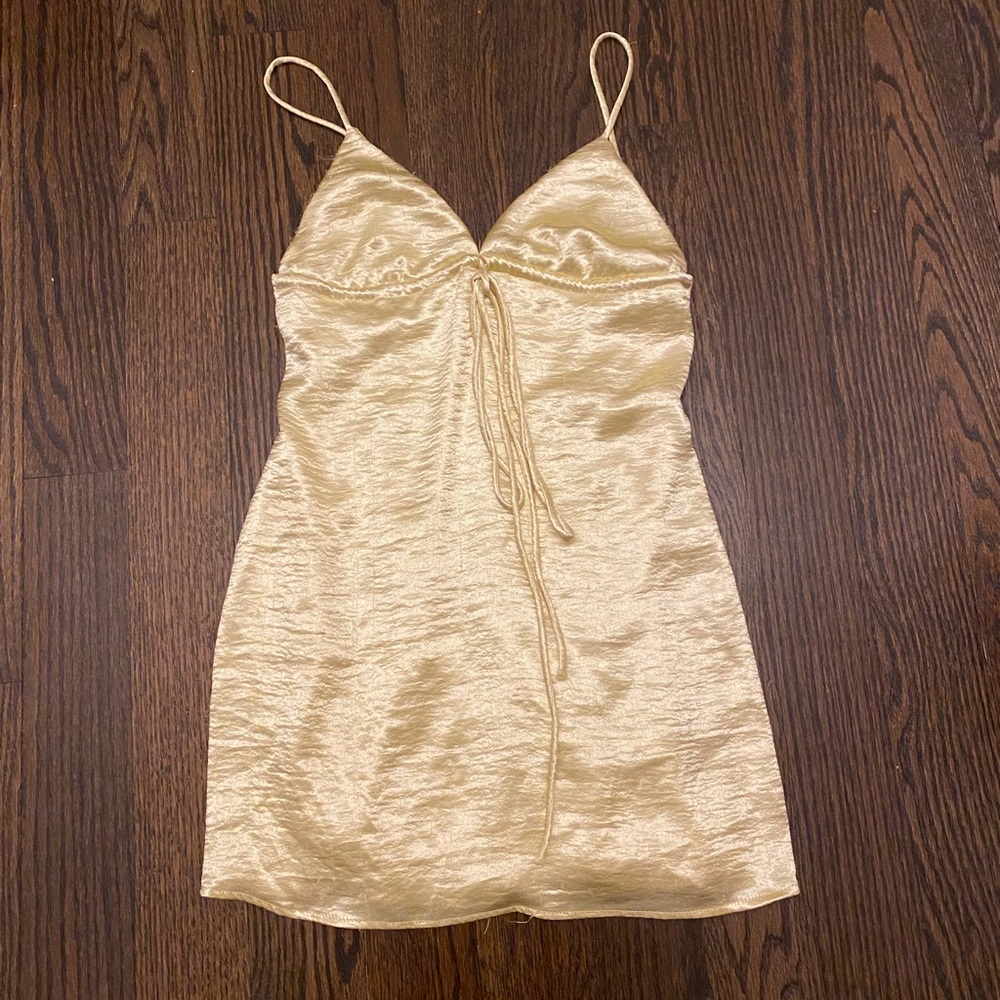 Lucy in the Sky Gold Satin Dress